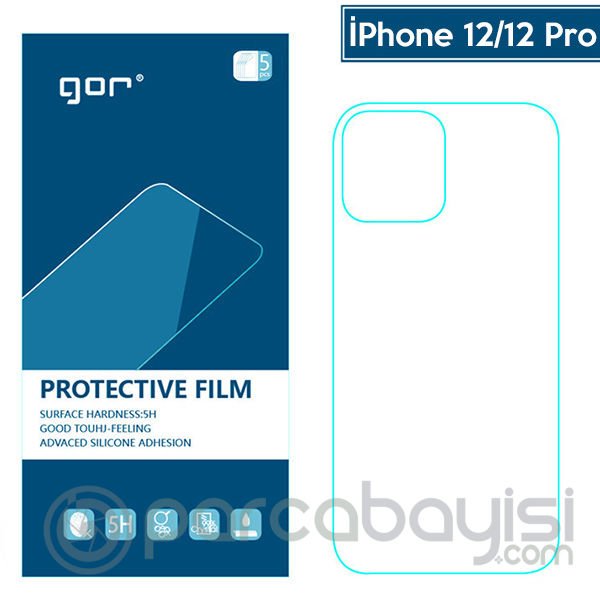 GOR İPhone 12-12 Pro 6.1 Çizilmez Arka Koruyucu Jelatin 5 Adet Set