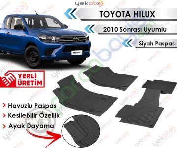 Toyota Hılux 2010 Sonrası Uyumlu Havuzlu Kesilebilir Siyah Paspas