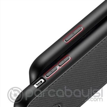 Dux Ducis Fino Serisi iPhone 11 Pro Max Kılıf Premium Dokuma Silikon Kılıf