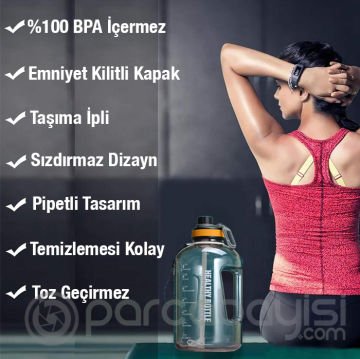 Ally Motivasyon Su Matarası 2200 ml Suluk Spor Su Şişesi - Bpa Içermez
