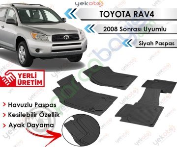 Toyota Rav4 2008 Sonrası Uyumlu Havuzlu Kesilebilir Siyah Paspas
