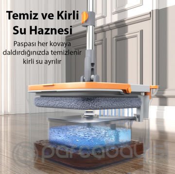 Ally Temiz-Kirli Su Hazneli Teleskopik Mikrofiber Mop Paspas Yüzey Fayans Duvar Temizleyici Set