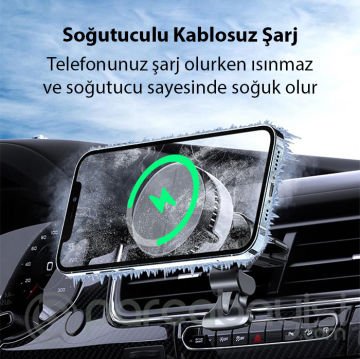 MEMO GW03 Araç İçi Havalandırma Magsafe Şarjlı Telefon Tutucu Ve Soğutucu
