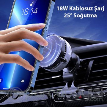 MEMO GW03 Araç İçi Havalandırma Magsafe Şarjlı Telefon Tutucu Ve Soğutucu