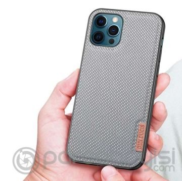 Dux Ducis Fino Serisi iPhone 12 Pro Max Kılıf Premium Dokuma Silikon Kılıf