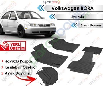 Volkswagen Bora Uyumlu Havuzlu Kesilebilir Siyah Paspas