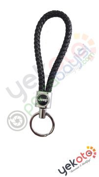 Jeep Deri Örgülü Metal Anahtarlık