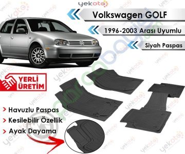 Volkswagen Golf 1998-2003 Arası Uyumlu Havuzlu Kesilebilir Siyah Paspas