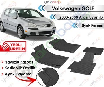 Volkswagen Golf 2003-2008 Arası Uyumlu Havuzlu Kesilebilir Siyah Paspas