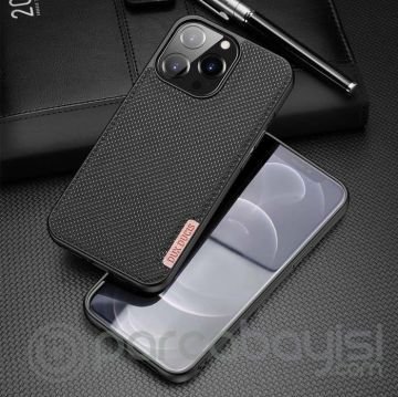 Dux Ducis Fino Serisi iPhone 13 Pro Max Kılıf Premium Dokuma Silikon Kılıf