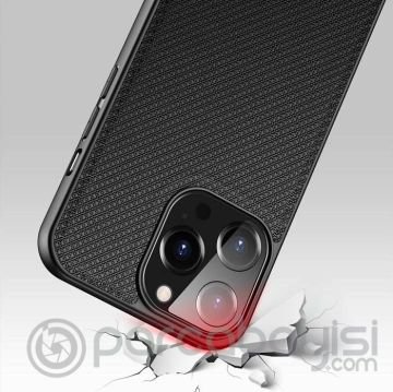 Dux Ducis Fino Serisi iPhone 13 Pro Max Kılıf Premium Dokuma Silikon Kılıf