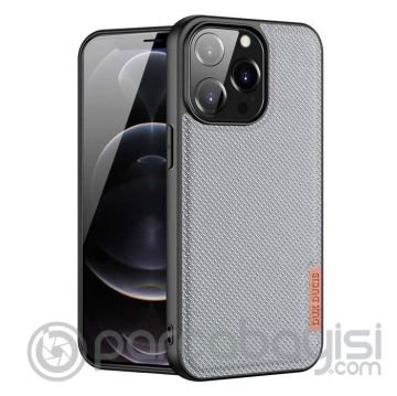 Dux Ducis Fino Serisi iPhone 13 Pro Max Kılıf Premium Dokuma Silikon Kılıf