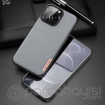 Dux Ducis Fino Serisi iPhone 13 Pro Max Kılıf Premium Dokuma Silikon Kılıf