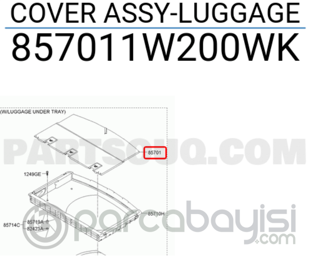Kia Rio Bagaj Döşemesi Orjinal | 857011W200Wk