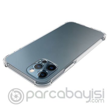 İPhone 12 Pro 6.1 Anti-Drop Silikon Kılıf Kamera Korumalı Şeffaf Silikon Kılıf