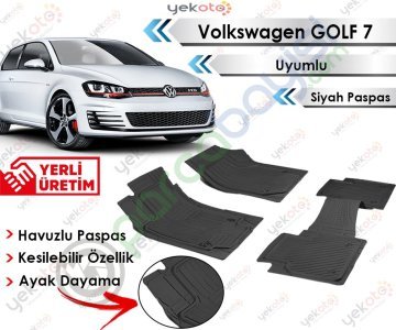 Volkswagen Golf 7 Uyumlu Havuzlu Kesilebilir Siyah Paspas