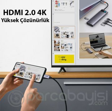 Baseus High Definition USB Type C - HDMI 2.0 4K 60Hz Yüksek Çözünürlüklü Görüntü Kablosu 2M