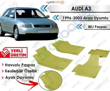 Audi A3 1996-2003 Arası Uyumlu Havuzlu Kesilebilir Bej Paspas