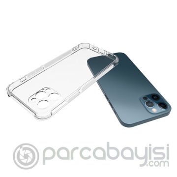 İPhone 12 Pro Max 6.7 Anti-Drop Silikon Kılıf Kamera Korumalı Şeffaf Silikon Kılıf